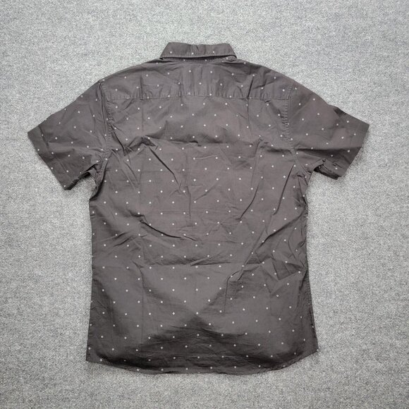 Quiksilver Shirt Mens Large Black Button Up Short Sleeve‎ All Over Print Beach - Picture 8 of 9
